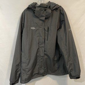 Mens WANTDO Full Zip Rain/Ski Light Shell Jacket Hooded Gray : Size 2XL